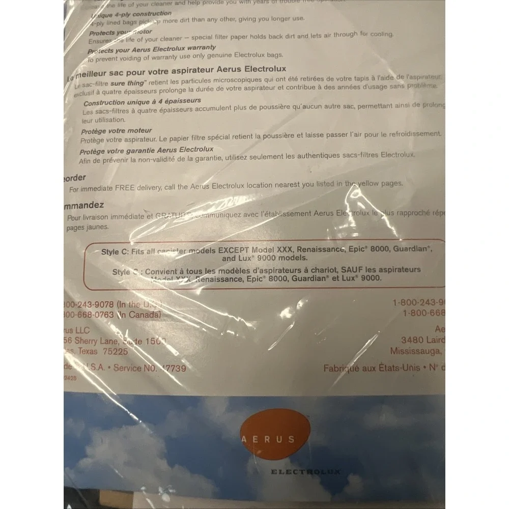 Electrolux Style C Sure Thing 12-Pack 4-Ply Vacuum Filter Bags Aerus Genuine